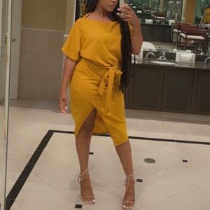 Gold Fashion Nova midi dress
